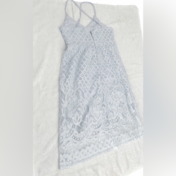 DEX Light Blue Lace Dress Criss-Cross Back Sleeveless Size M - Picture 4 of 7